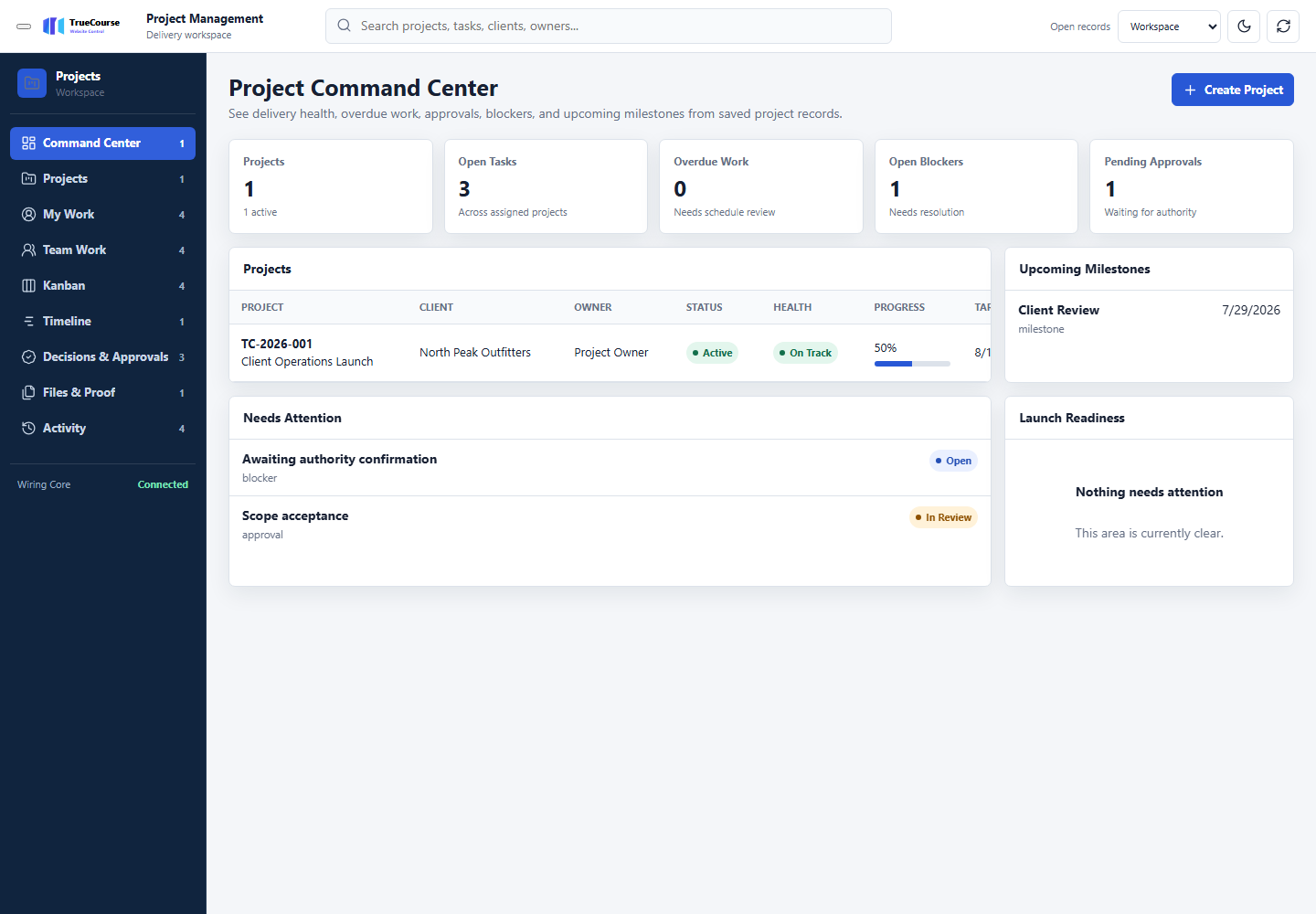 Construction & Contracting module workspace preview